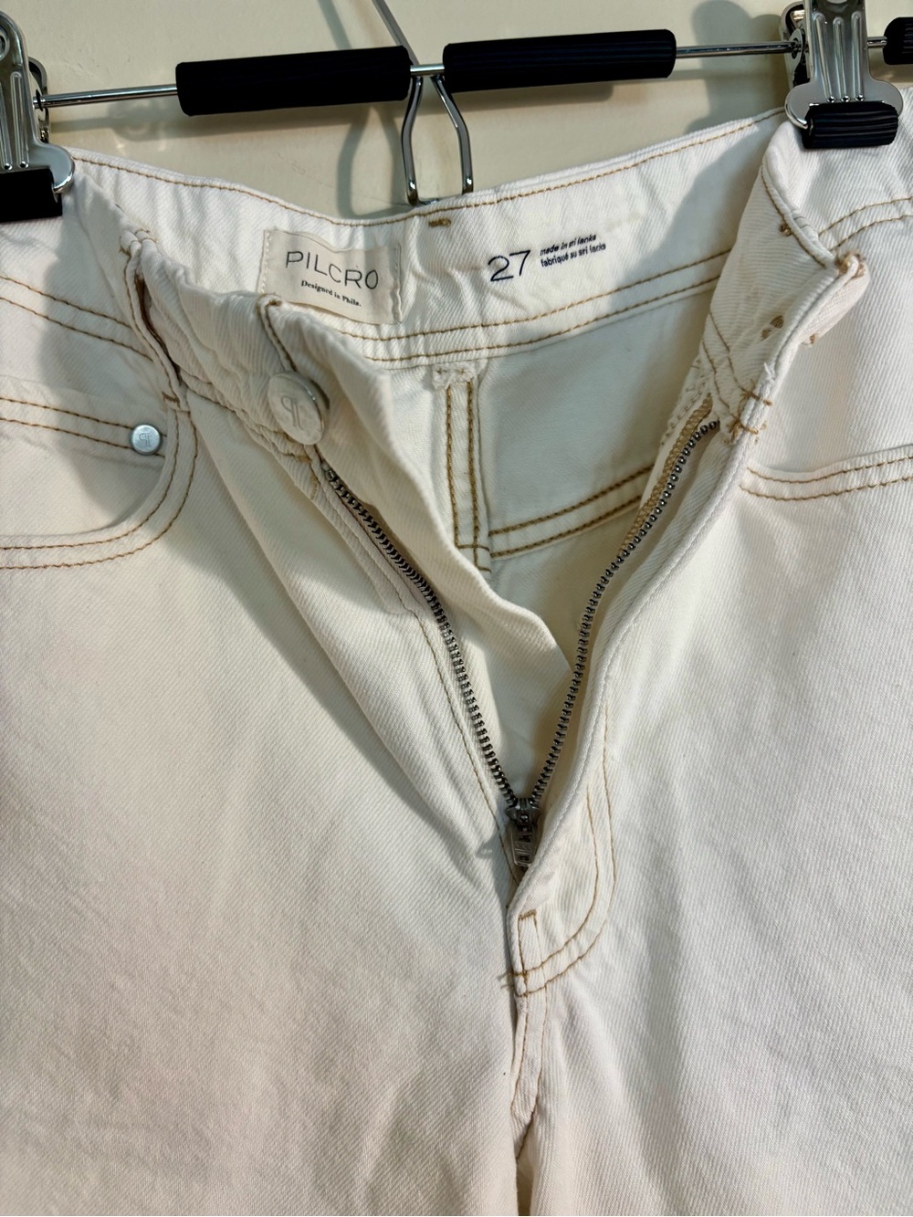 Pilcro Cream Long Bermuda Shorts - Picture 7 of 8